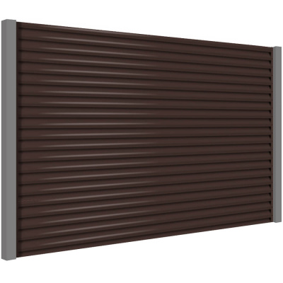 Секция забора жалюзи из ламелей еврожалюзи RAL8017 Коричневый Шоколад коричневая полиэфирная эмаль с металлическими столбами