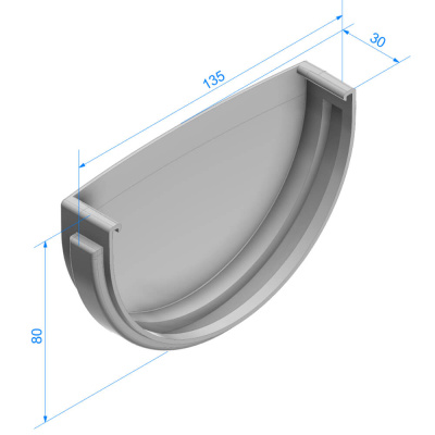 Заглушка желоба ДЕКЕ STANDARD d80мм цвет RAL 9003 Белый размеры
